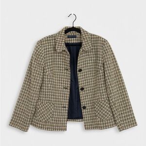 Karen Scott Plaid Blazer - Tan and Black